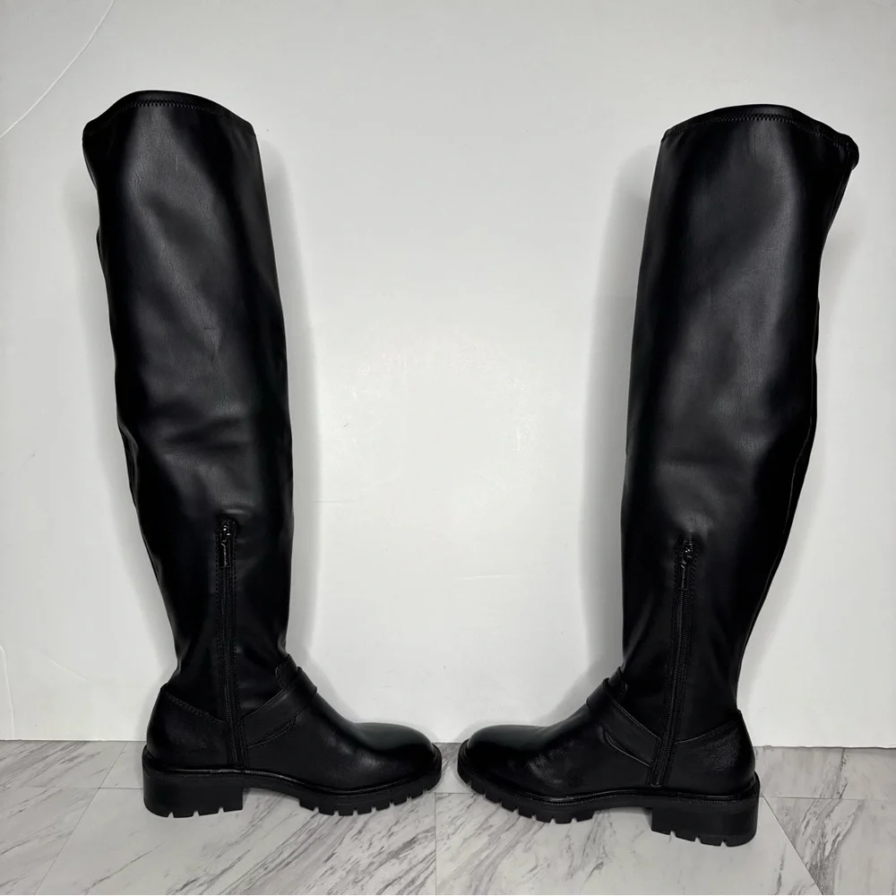 Vince Camuto Abrila Black Lug Sole Over the Knee Boot 6 1/2 M